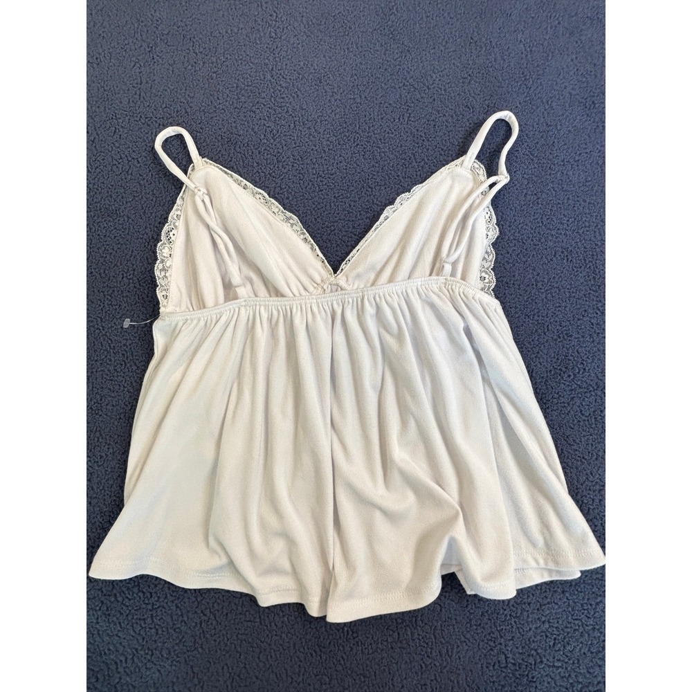 Frankee & Skylarr White Ribbed Lace Trim Babydoll Camisole Top XS